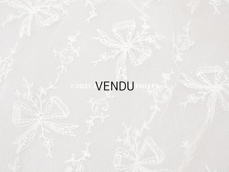 画像4: アンティーク カーテン用 チュールレース リボン柄の刺繍入り 90×120cm
