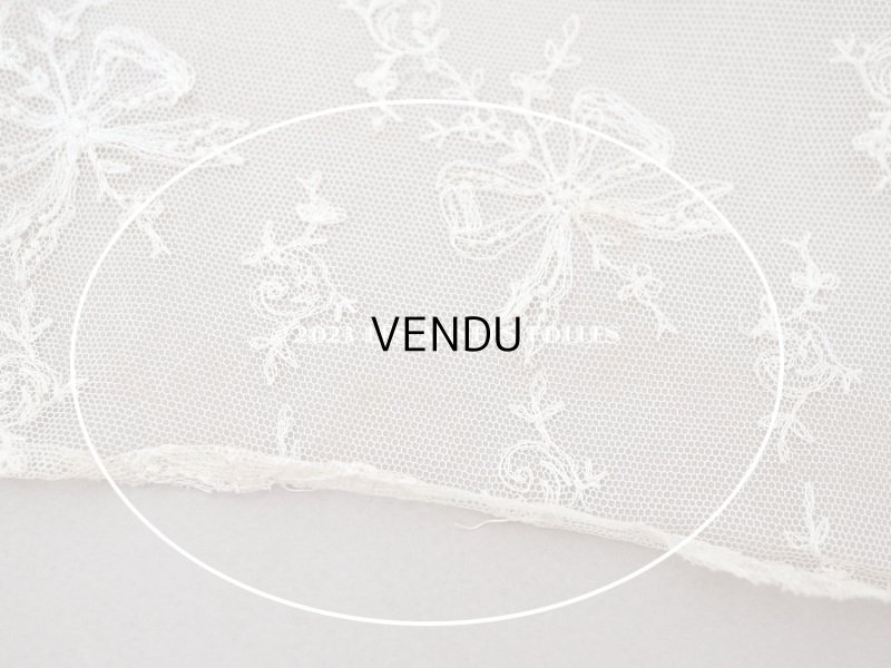 画像7: アンティーク カーテン用 チュールレース リボン柄の刺繍入り 90×120cm