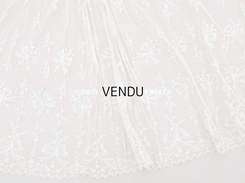 画像3: アンティーク カーテン用 チュールレース リボン柄の刺繍入り