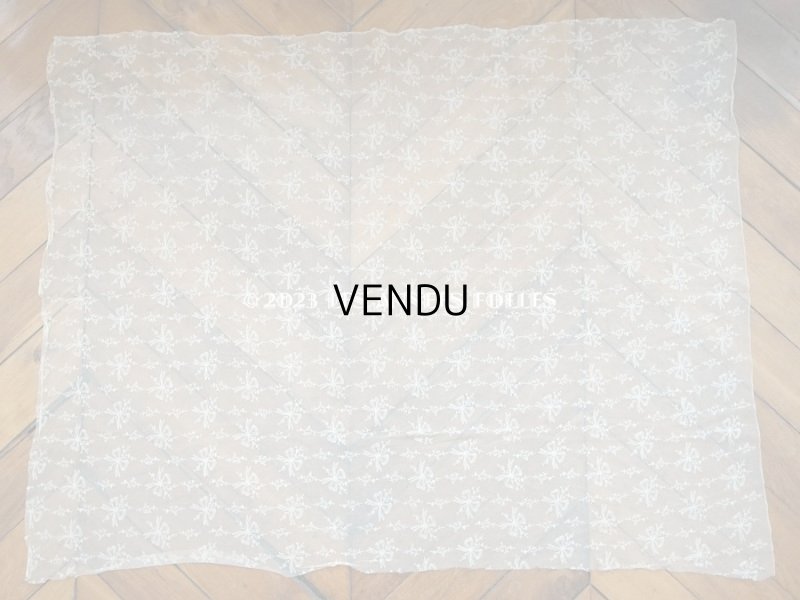 画像12: アンティーク カーテン用 チュールレース リボン柄の刺繍入り 90×120cm