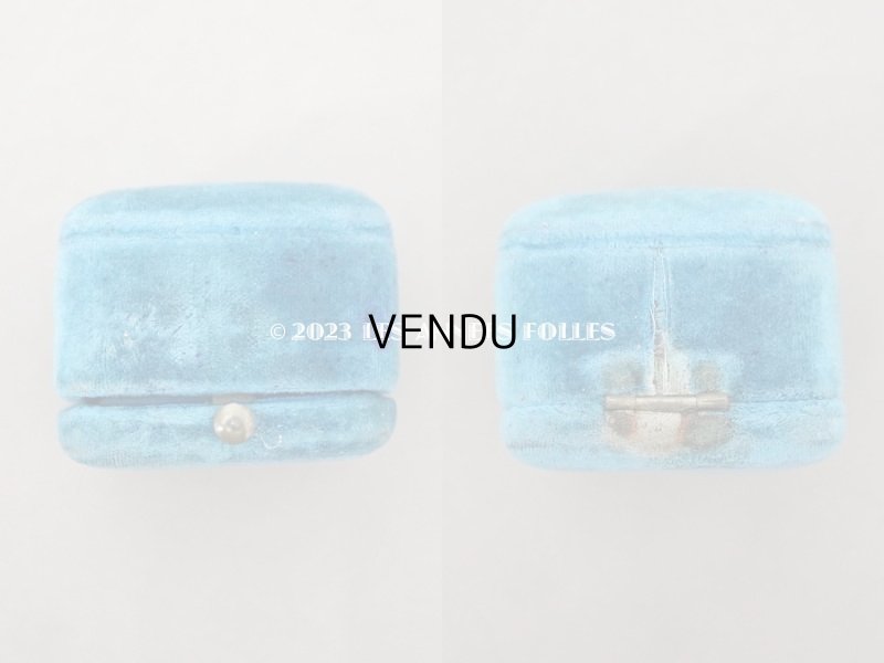 画像8: 19世紀 アンティーク リングボックス ブルーのベルベット ジュエリーボックス