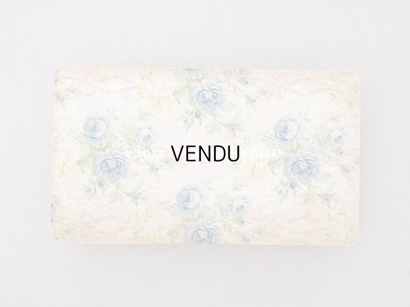 画像3: アンティーク カルトナージュボックス  ブルーの薔薇&ピンクのリボン