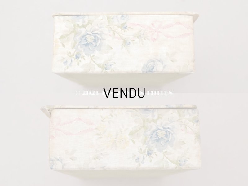 画像6: アンティーク カルトナージュボックス  ブルーの薔薇&ピンクのリボン