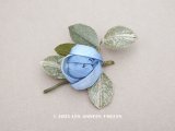 アンティーク シルク製 ブルーの薔薇のロココモチーフ 布花