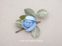アンティーク シルク製 ブルーの薔薇のロココモチーフ  布花