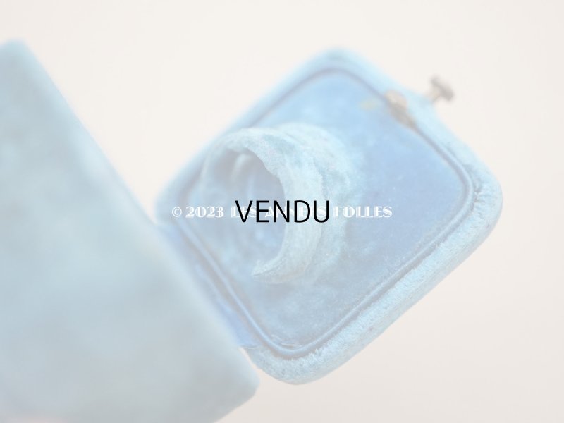 画像5: 19世紀 アンティーク リングボックス ブルーのベルベット ジュエリーボックス