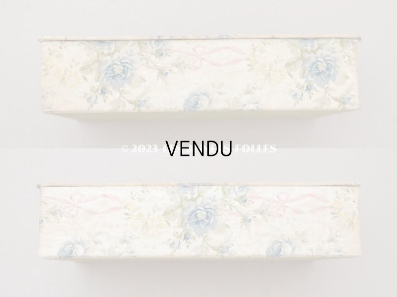 画像5: アンティーク カルトナージュボックス  ブルーの薔薇&ピンクのリボン