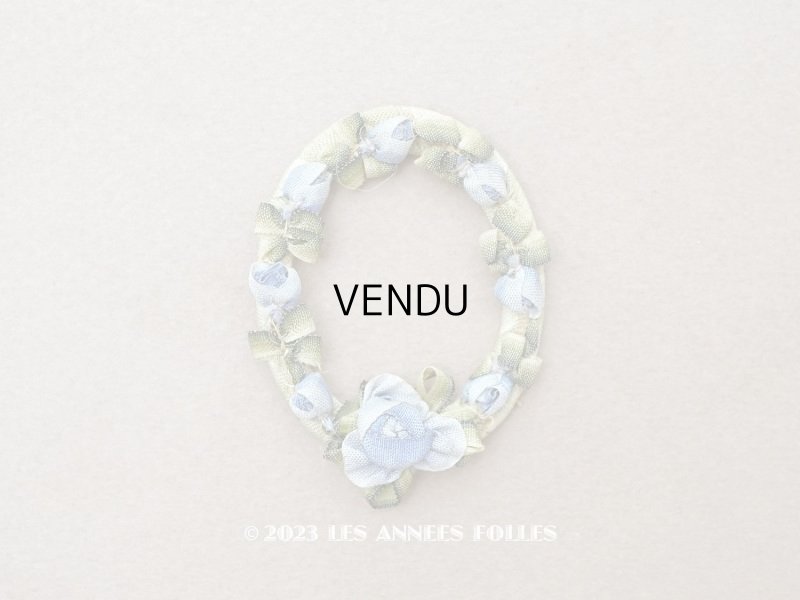 画像1: アンティーク ブルーの薔薇のロココモチーフ  オーバル