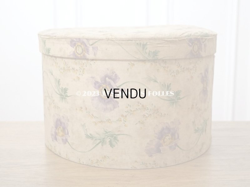 画像4: アンティーク  カルトナージュのハットボックス　芥子の花＆ミモザ　35.2×31.6×20cm