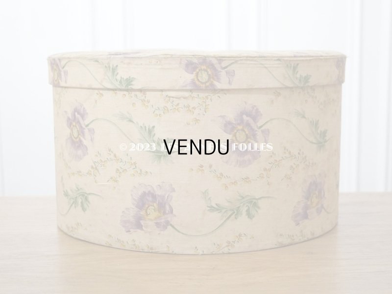 画像6: アンティーク  カルトナージュのハットボックス　芥子の花＆ミモザ　35.2×31.6×20cm