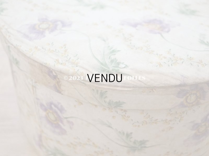 画像10: アンティーク  カルトナージュのハットボックス　芥子の花＆ミモザ　35.2×31.6×20cm