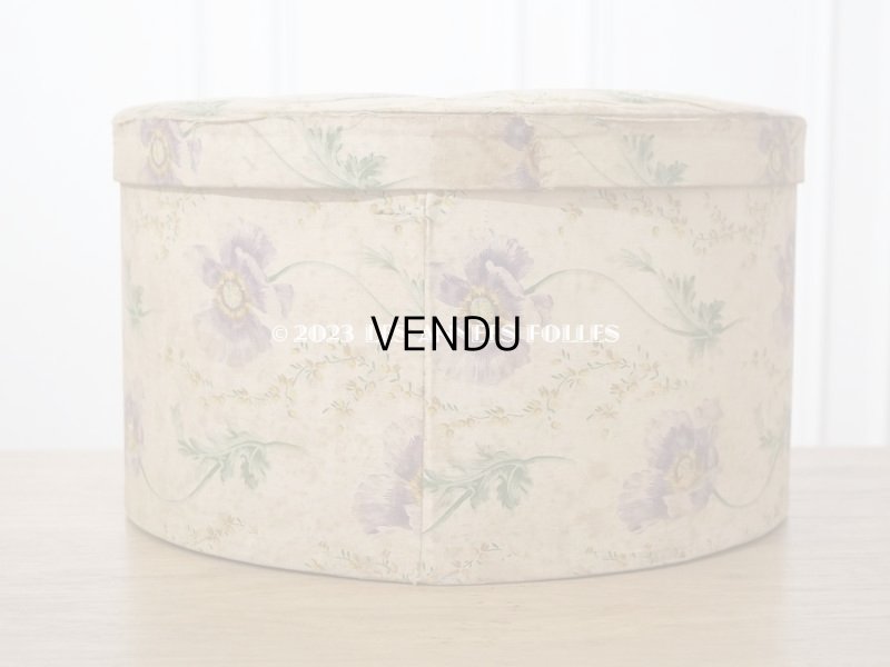 画像5: アンティーク  カルトナージュのハットボックス　芥子の花＆ミモザ　35.2×31.6×20cm