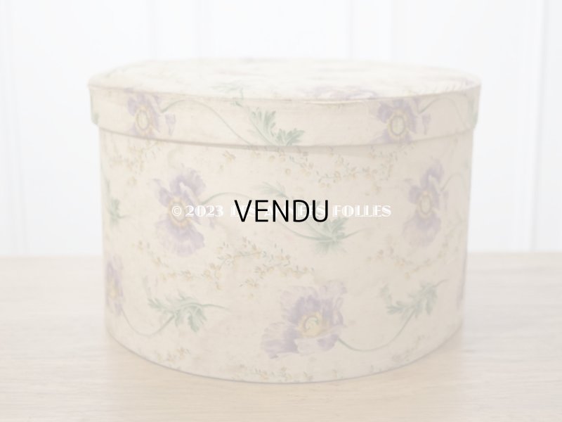 画像3: アンティーク  カルトナージュのハットボックス　芥子の花＆ミモザ　35.2×31.6×20cm