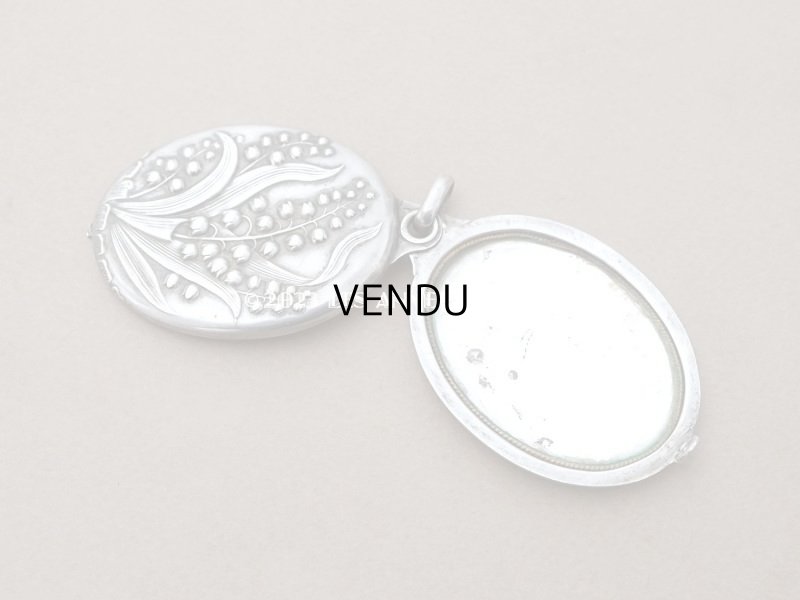 画像3: アンティーク シャトレーヌ用 スライド式 ミラー 鈴蘭　シルバー製 