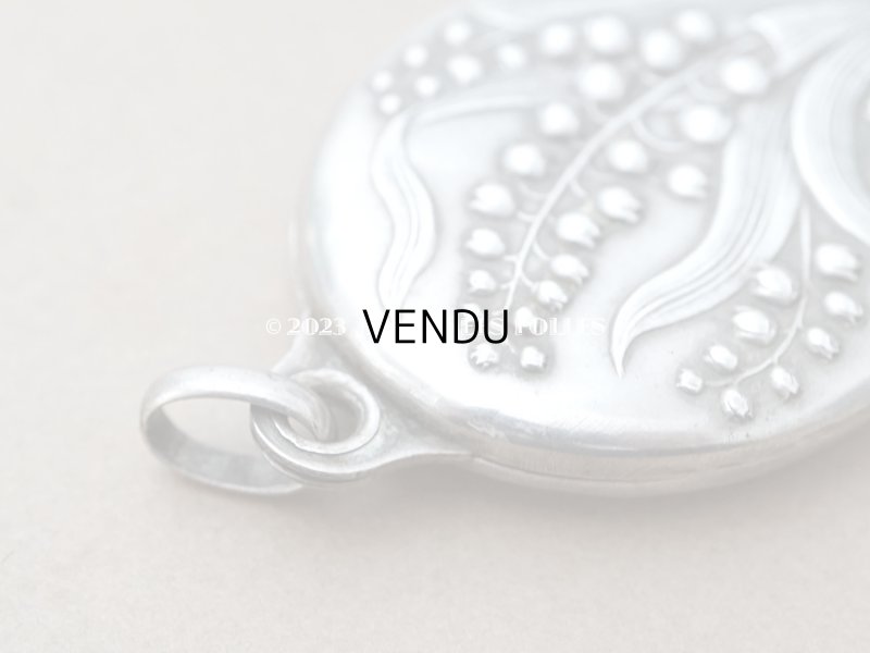 画像8: アンティーク シャトレーヌ用 スライド式 ミラー 鈴蘭　シルバー製 