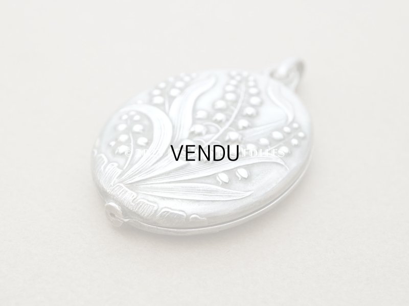 画像6: アンティーク シャトレーヌ用 スライド式 ミラー 鈴蘭　シルバー製 