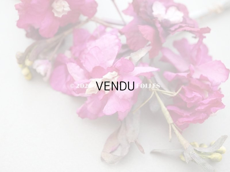 画像3: 1900年頃 アンティーク シルク製 布花 赤紫