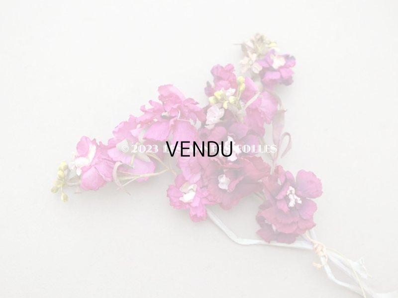 画像7: 1900年頃 アンティーク シルク製 布花 赤紫