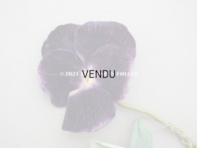 画像2: アンティーク  パンジーの布花 ベルベット 深紫