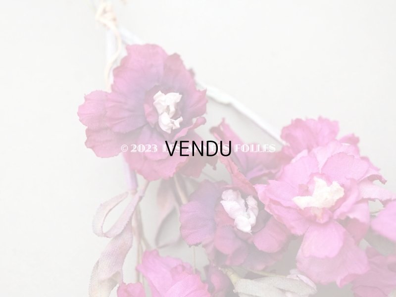 画像3: 1900年頃 アンティーク シルク製 布花 赤紫