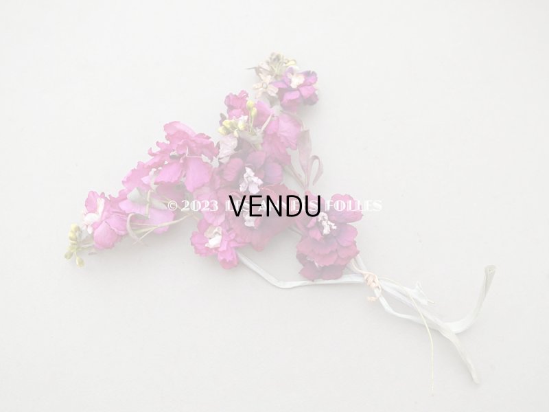 画像6: 1900年頃 アンティーク シルク製 布花 赤紫