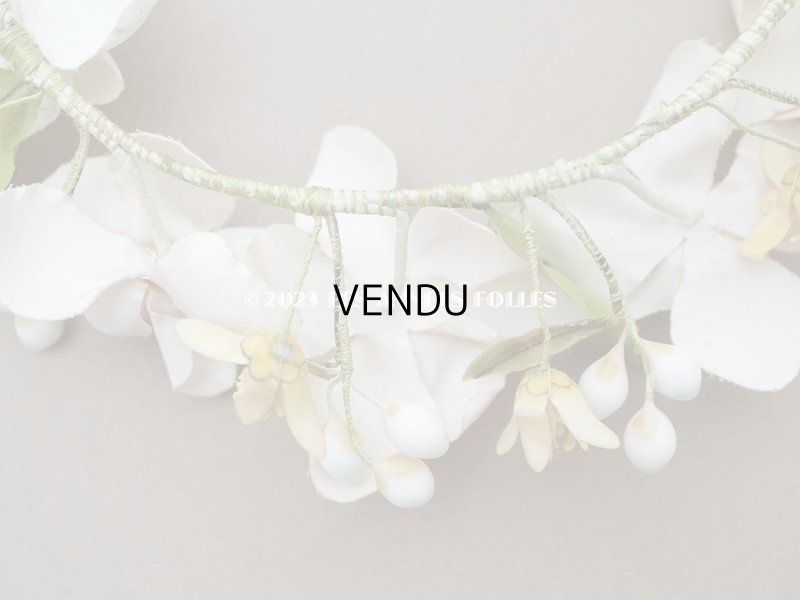 画像8: アンティーク パウダーピンクの薔薇の布花＆ワックスフラワーの花冠 ティアラ