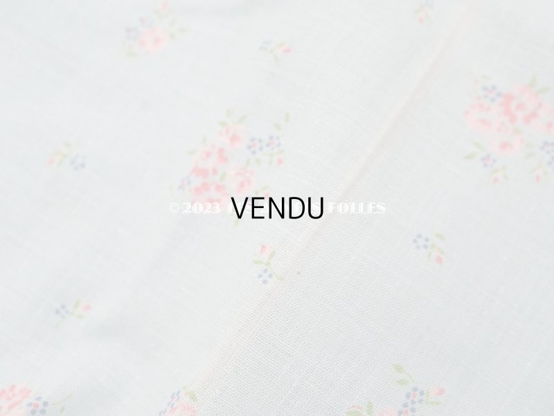 画像6: アンティーク  花模様 コットン製ファブリック 水色