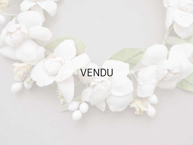 画像3: アンティーク パウダーピンクの薔薇の布花＆ワックスフラワーの花冠 ティアラ