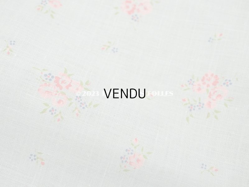 画像3: アンティーク  花模様 コットン製ファブリック 水色