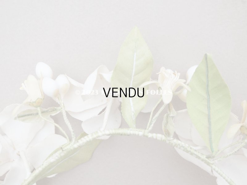 画像9: アンティーク パウダーピンクの薔薇の布花＆ワックスフラワーの花冠 ティアラ