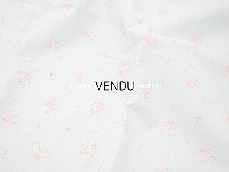 画像4: アンティーク  花模様 コットン製ファブリック 水色