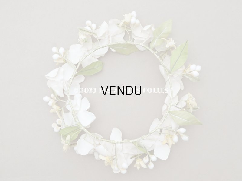 画像7: アンティーク パウダーピンクの薔薇の布花＆ワックスフラワーの花冠 ティアラ