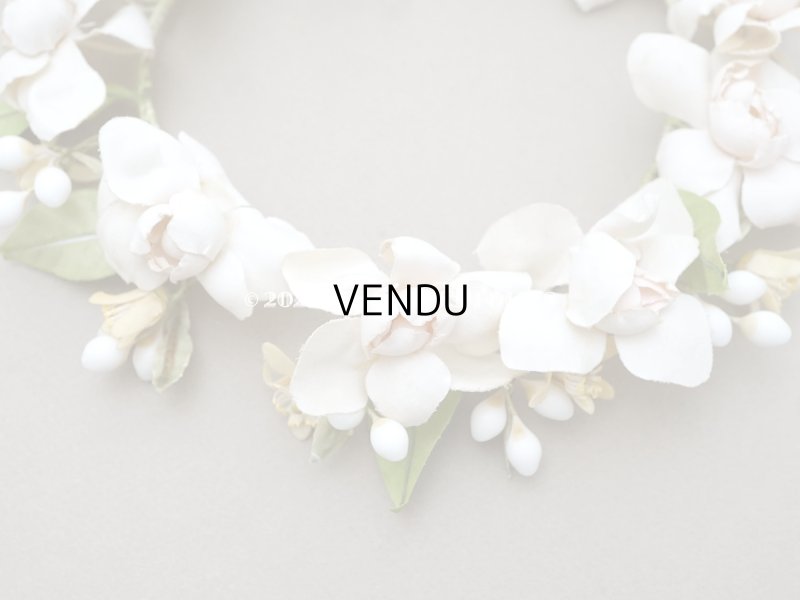 画像5: アンティーク パウダーピンクの薔薇の布花＆ワックスフラワーの花冠 ティアラ