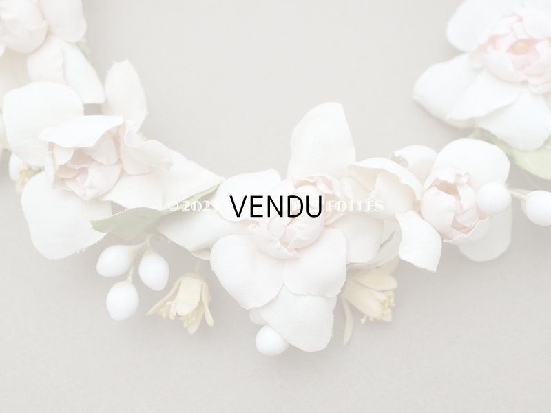 画像6: アンティーク パウダーピンクの薔薇の布花＆ワックスフラワーの花冠 ティアラ