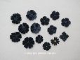 画像1: アンティーク 布花材料  ベルベットの花びらのセット 黒　14ピースのセット  (1)