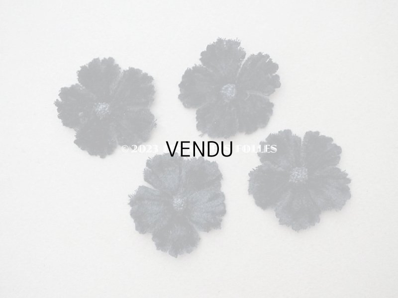画像4: アンティーク 布花材料  ベルベットの花びらのセット 黒 14ピースのセット