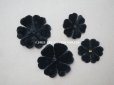 画像6: アンティーク 布花材料  ベルベットの花びらのセット 黒　14ピースのセット 