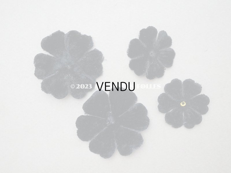 画像6: アンティーク 布花材料  ベルベットの花びらのセット 黒 14ピースのセット