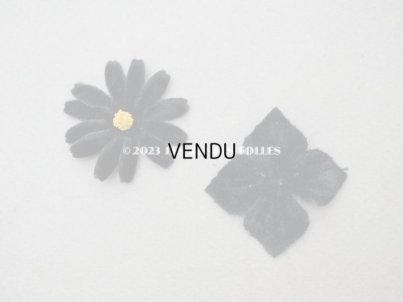 画像7: アンティーク 布花材料  ベルベットの花びらのセット 黒 14ピースのセット