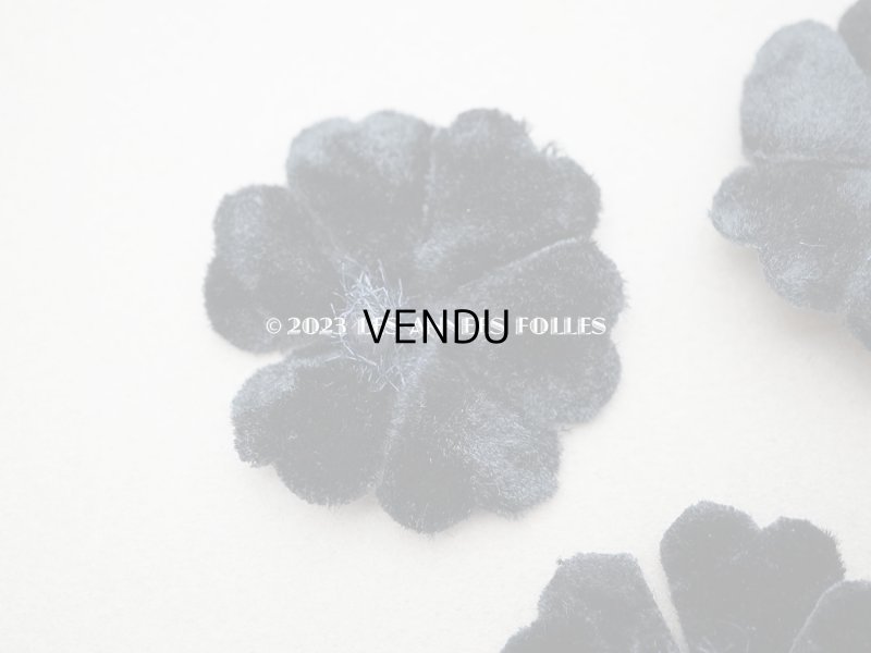 画像3: アンティーク 布花材料  ベルベットの花びらのセット 黒 14ピースのセット