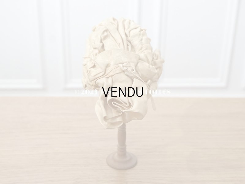 画像6: 19世紀末 アンティーク 小さなドールハット　エクリュのシルクサテン