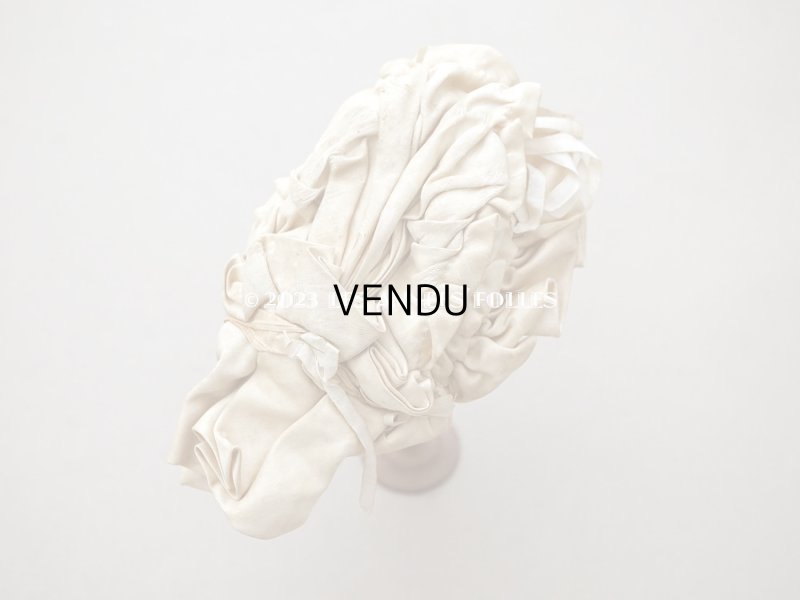 画像7: 19世紀末 アンティーク 小さなドールハット　エクリュのシルクサテン