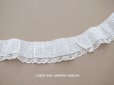 画像1: アンティーク  とても小さなドット刺繍入り コットン生地のレース付きリボン　108cm (1)