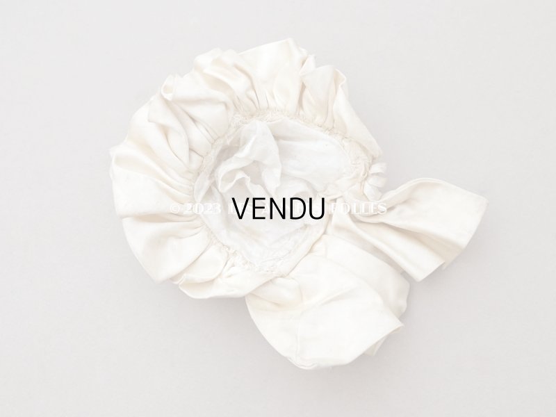 画像8: 19世紀末 アンティーク 小さなドールハット　エクリュのシルクサテン