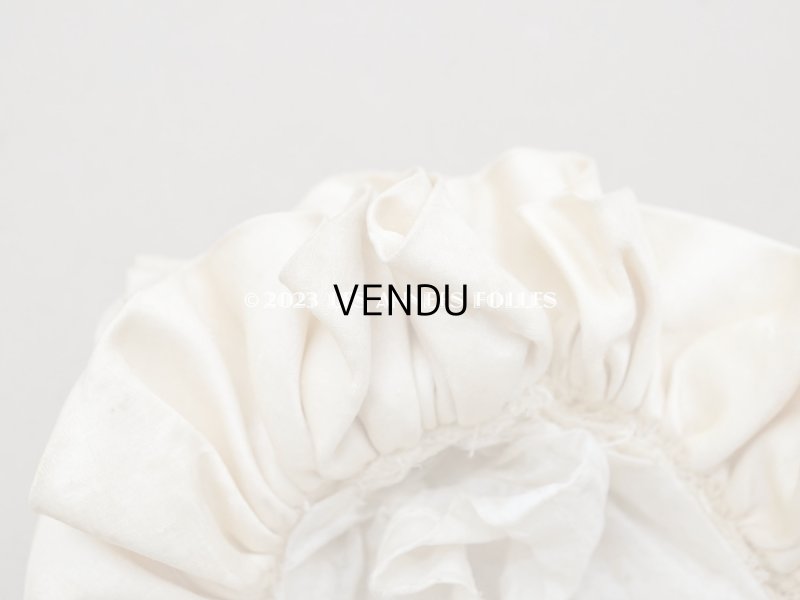 画像9: 19世紀末 アンティーク 小さなドールハット　エクリュのシルクサテン