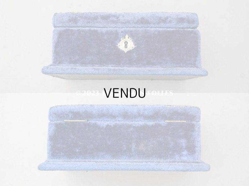 画像6: 19世紀末 アンティーク 裁縫箱　ブルーのベルベット