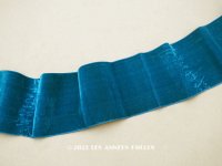 19世紀末 アンティーク シルク製 幅広 ベルベットリボン ブルー 0.92m 幅7.8cm 