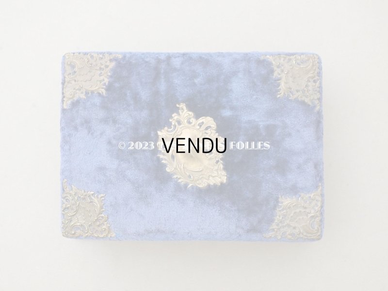 画像4: 19世紀末 アンティーク 裁縫箱　ブルーのベルベット