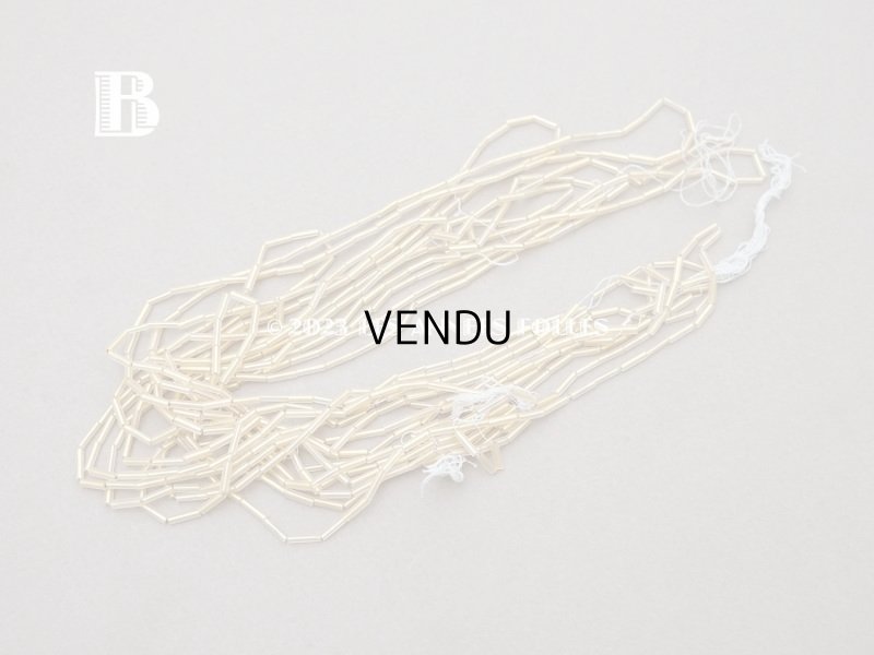 画像5: アンティーク ガラスビーズ 磨りガラス&ゴールド スティック型  2×7mm