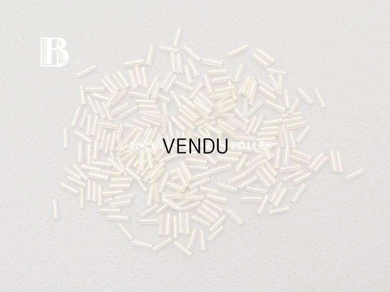 画像6: アンティーク ガラスビーズ 磨りガラス&ゴールド スティック型  2×7mm